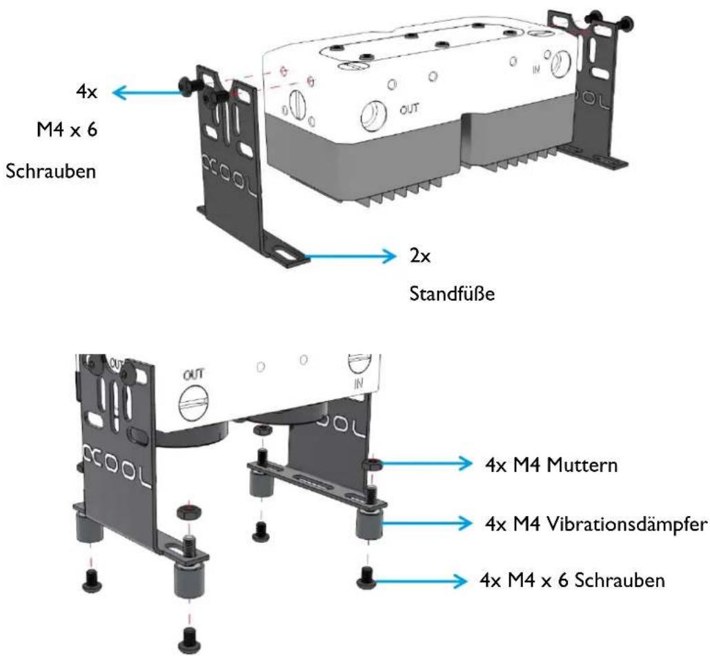 Alphacool Eisdecke D5 Dual - MONTAGE MIT HILFE DER STANDFÜSSE - 1