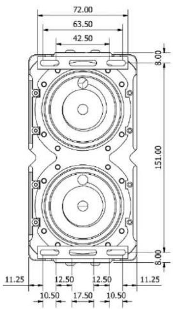 Alphacool Eisdecke D5 Dual - DIMENSIONS: EISDECKE DUAL D5 / VPP PMMA - 1