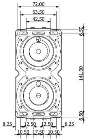 Alphacool Eisdecke D5 Dual - DIMENSIONS: EISDECKE DUAL D5 / VPP LAITON - 1