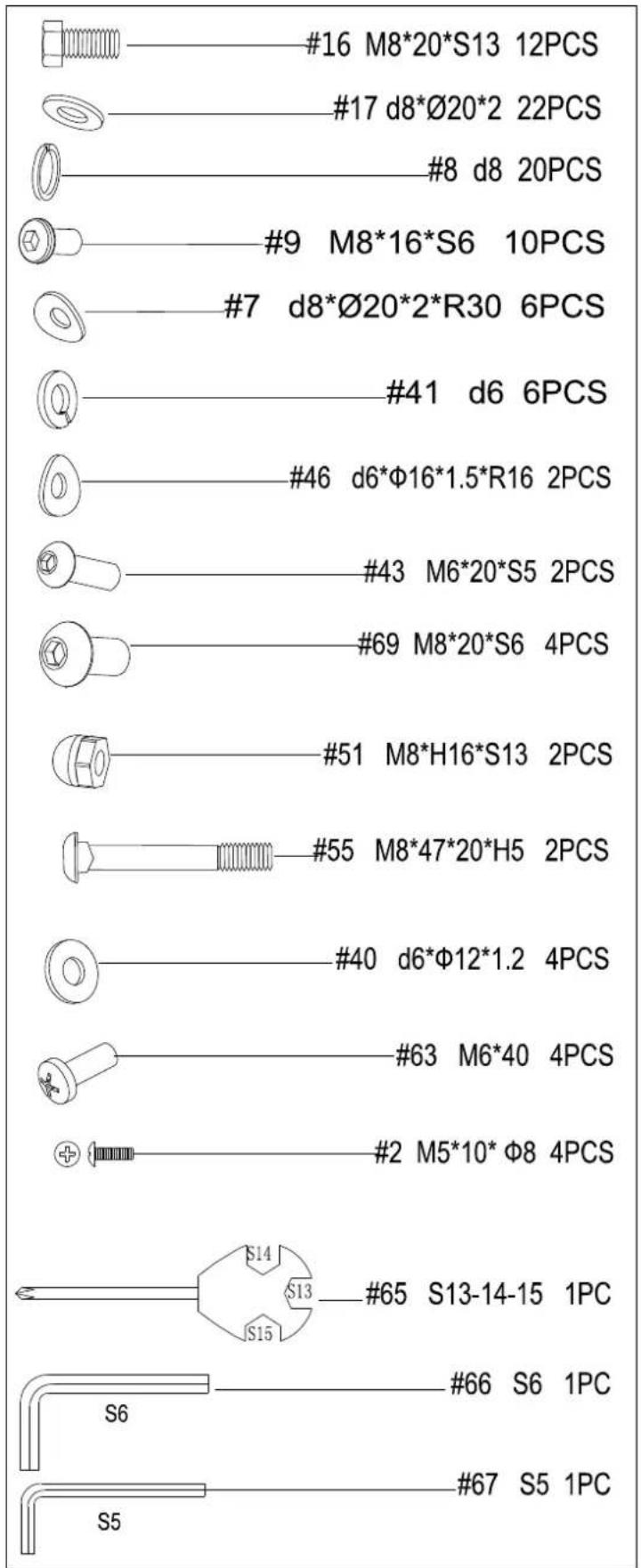 Toorx BRX-95-COMFORT - Pièces et outils pour le montage : - 1