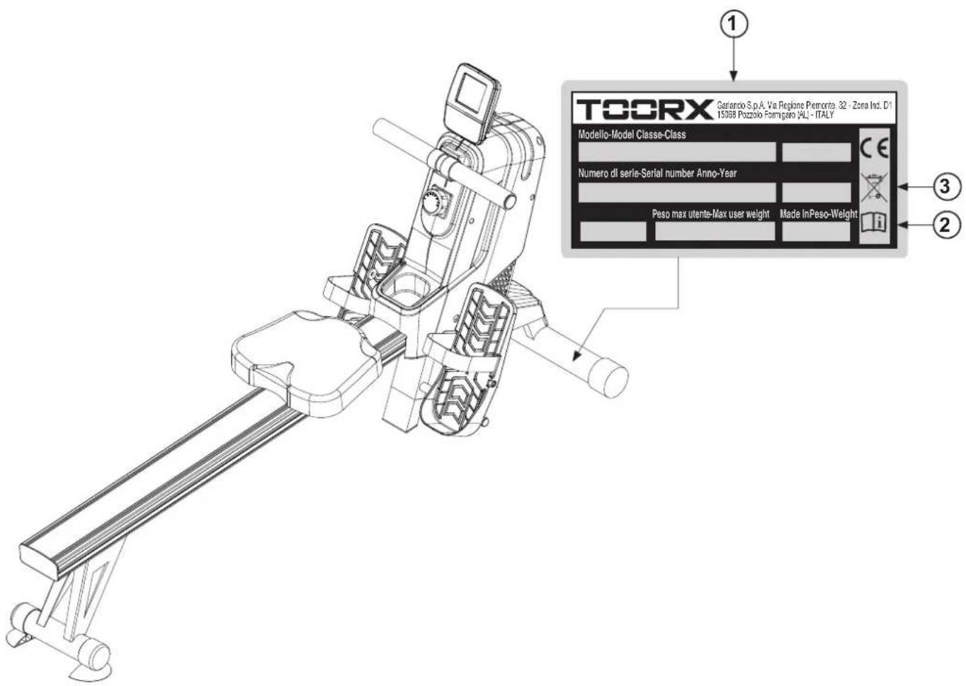 Toorx ROWER ACTIVE - PLAQUES ADHESIVE SUR LE PRODUIT - 1