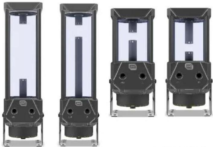 Alphacool Eisbecher Aurora D5 150mm Acetal/Glas - Rising pipe positions: - 12
