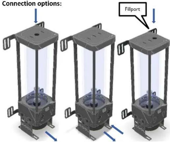 Alphacool Eisbecher Aurora D5 150mm Acetal/Glas - Rising pipe positions: - 8