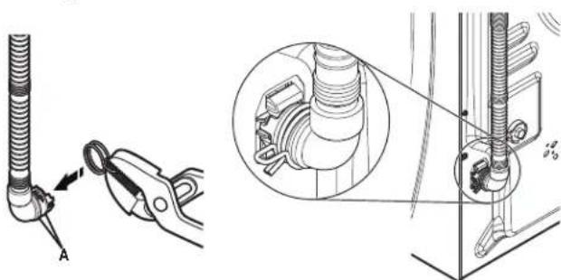 WHIRLPOOL WFW5720RR - Fixation du tuyau de vidange à l'orifice de vidange - 1