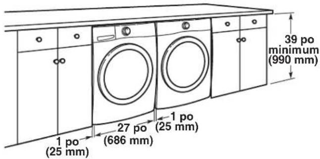 WHIRLPOOL YWED6720RR - Espacement pour une installation dans un encastrement ou dans un placard - 2