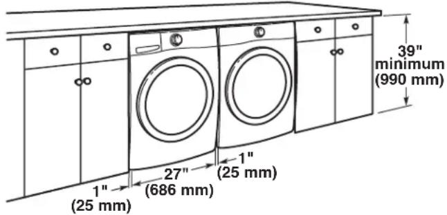 WHIRLPOOL YWED6720RU - Recommended installation clearances (dryer only): - 2