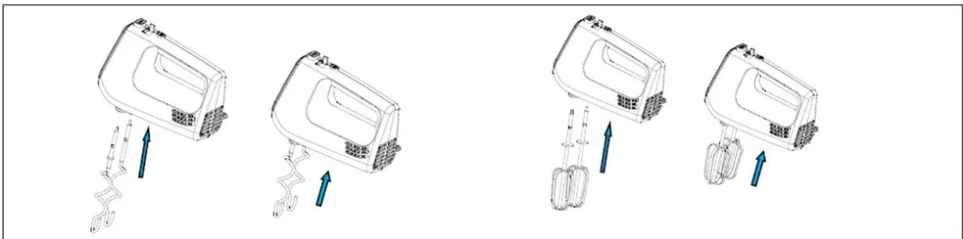 Tognana Iridea D2DSR02IRRO - INSERTING THE WHISK OR DOUGH HOOK ACCESSORIES - 1