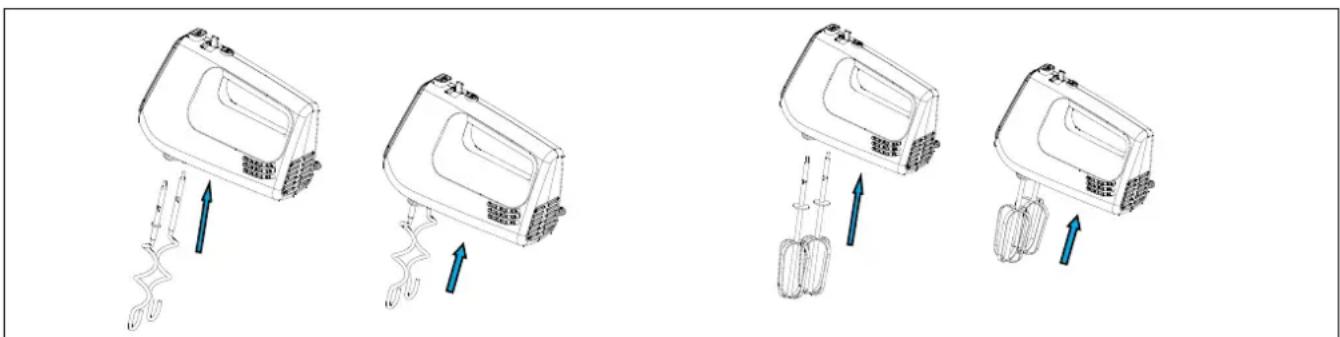 Tognana Iridea D2DSR02IRVE - EINSETZEN DER ZUBEHÖRTEILE SCHNEEBESEN UND KNETHAKEN - 1