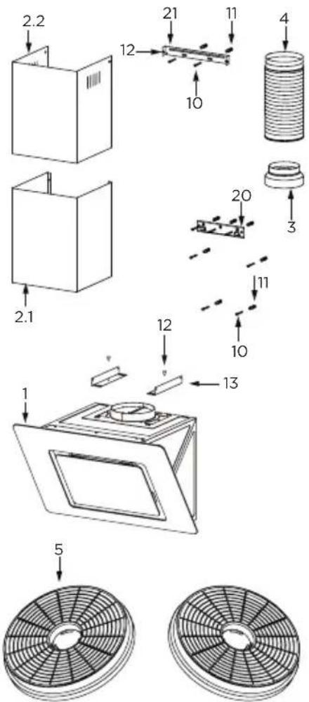 MIDEA MH60J76M21B - Réf. Qté. Composants d'installation en option - 1