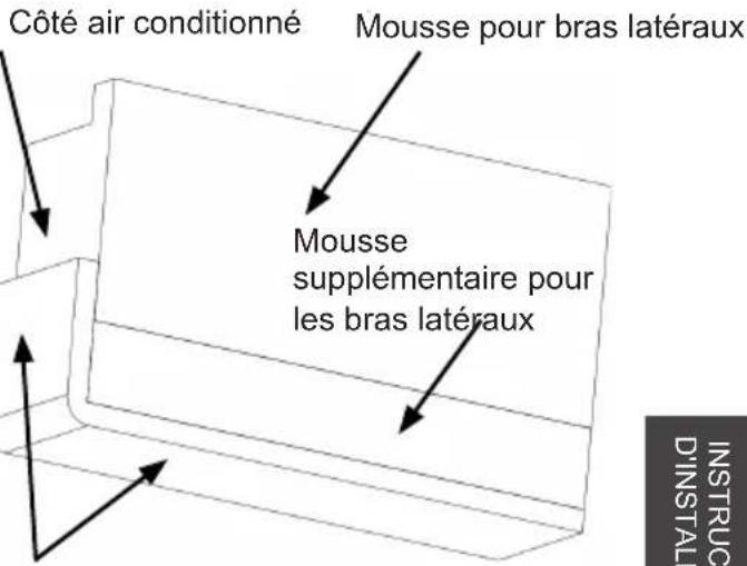 Côté air conditionné Mousse pour bras latéraux Mousse supplémentaire pour les bras latéraux INSTRUC D'INSTAL