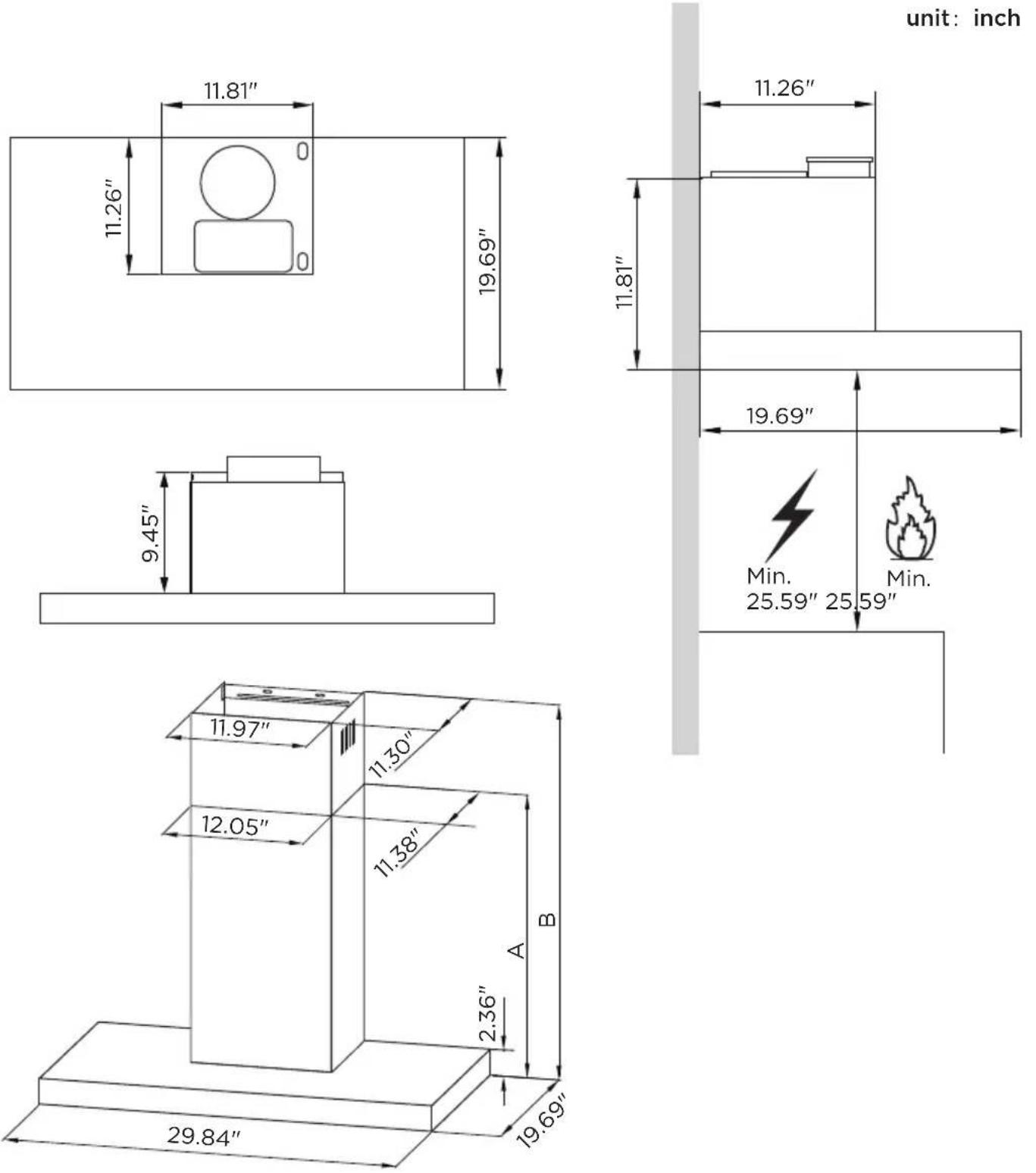 MIDEA MVT30W9AST - Dimensions - 1