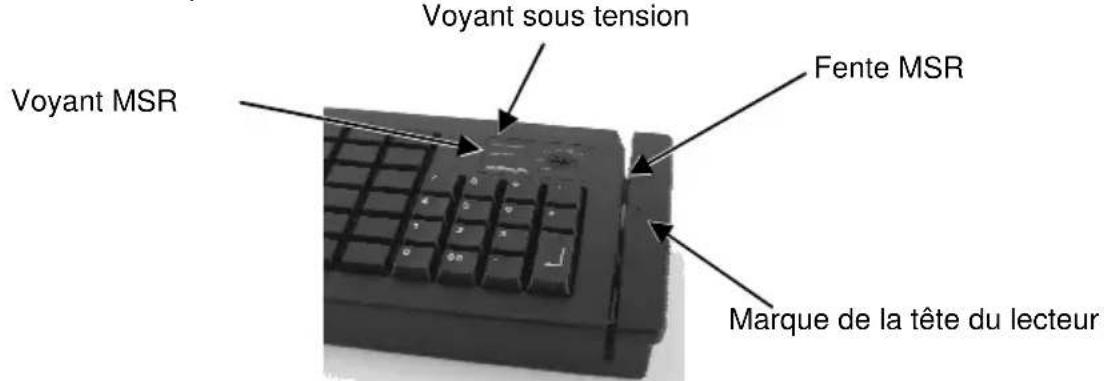 Voyant MSR Voyant sous tension Fente MSR Marque de la tête du lecteur