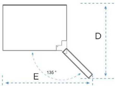 MIDEA MRU21C7BST - Diagramme d'encombrement (porte ouverte et fermée) - 2