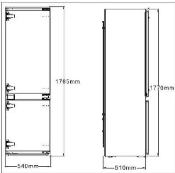 1785mm 540mm 1770mm 510mm