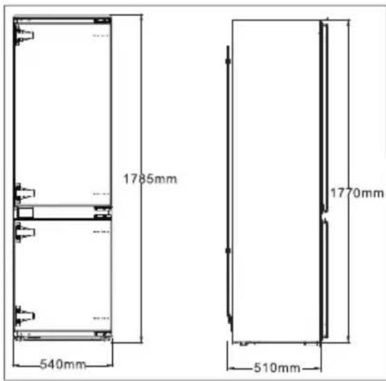 1785mm 540mm 1770mm 510mm