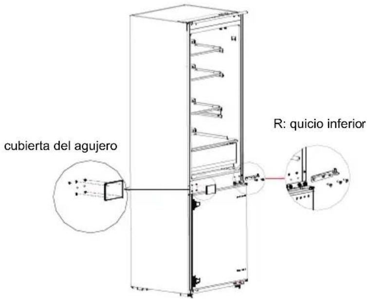 cubierta del agujero R: quicio inferior