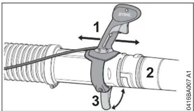 STIHL BR 450 C-EF - Ajustage de la poignée de commande - 1