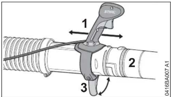 STIHL BR 450 C-EF - Bedieningshandgreep afstellen - 1