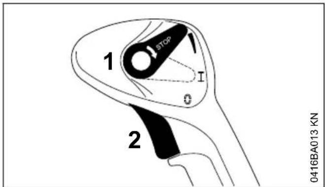 STIHL BR 450 C-EF - Positions du levier de réglage - 2