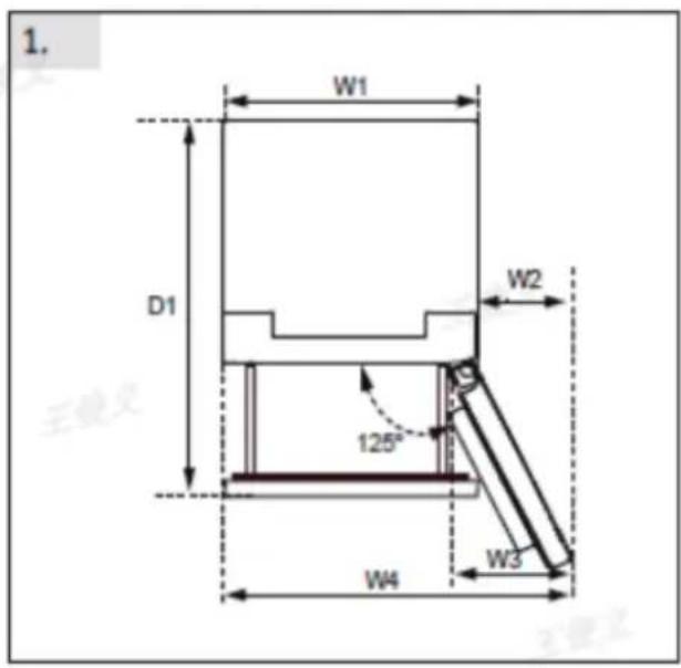 CANDY CNCQ2T618AW - Spazio consigliato quando la porta è aperta (Fig. 1.2.) - 1