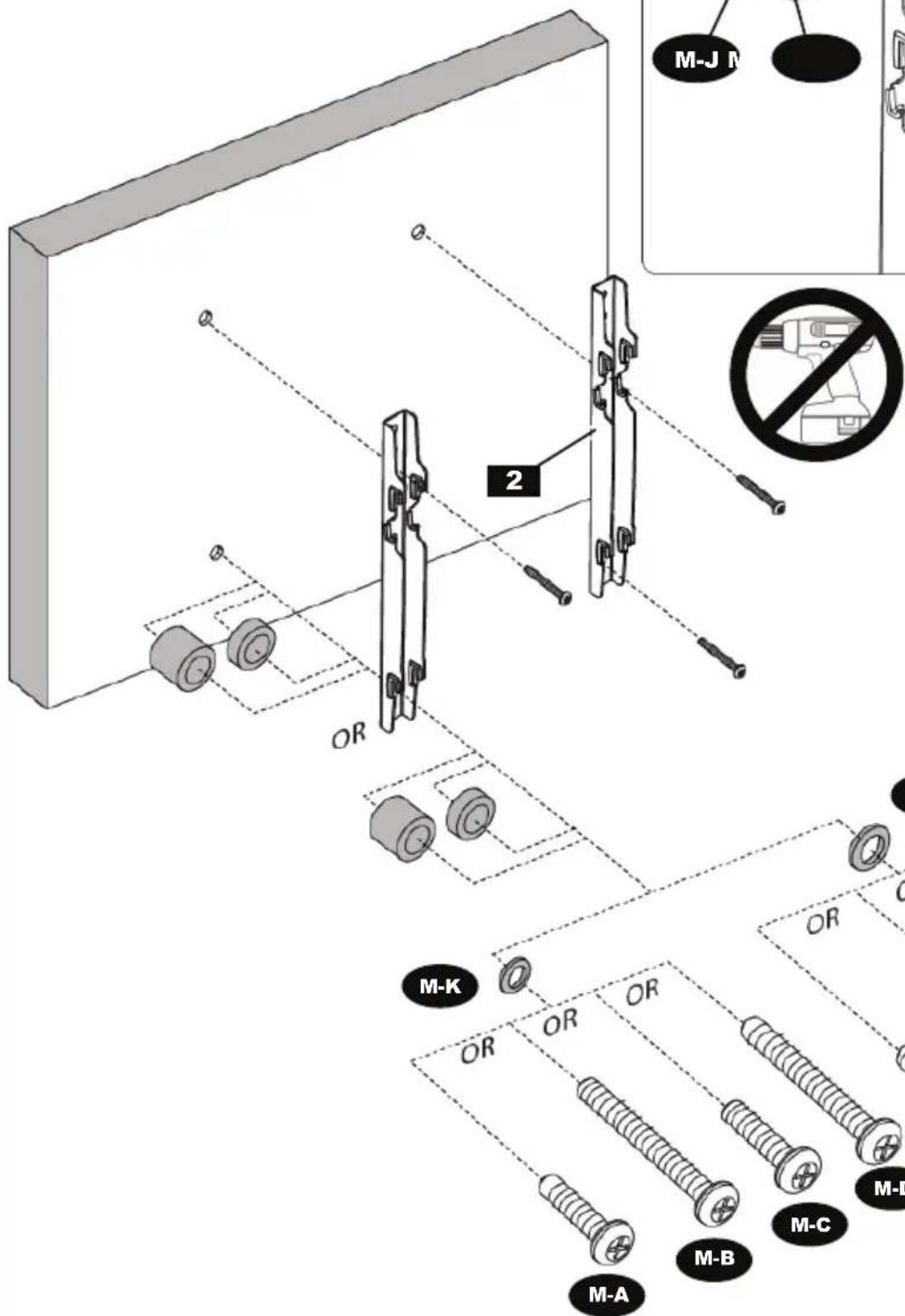 OmniMount NC200F - CAUTION! HAND TIGHTEN ONLY. OVERTIGHTENING MAY DAMAGE YOUR FLAT PANEL. - 2