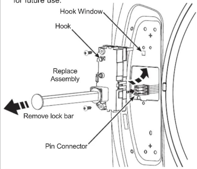 GE GFW350SSYWW - ⑦ REMOVE LOCK ASSEMBLY AND INSTALL ON OPPOSITE SIDE OF WASHER (CONTINUED) - 2