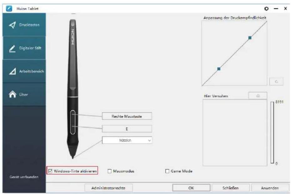 Huion Kamvas 16 - Windows Ink aktivieren - 1