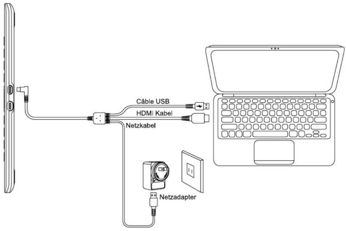 Huion Kamvas 16 - 3-in-1-Kabel - 3