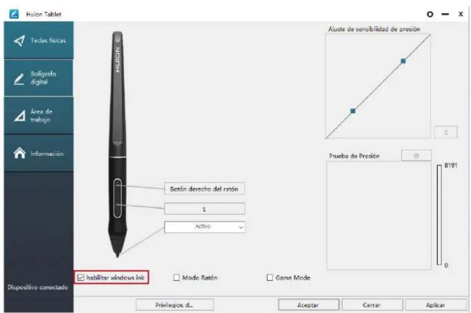 Huion Kamvas 16 - Habilitar la función de Windows Ink - 1