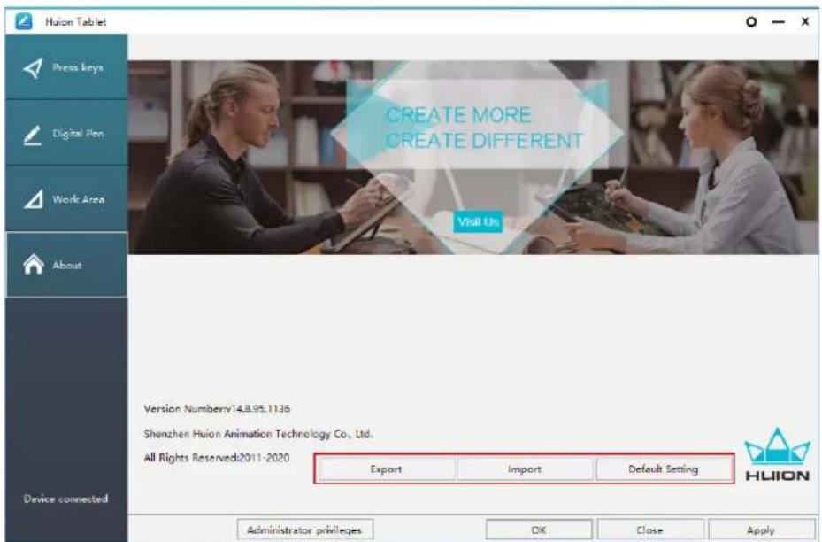 Huion Kamvas 16 - Data Export and Import - 1
