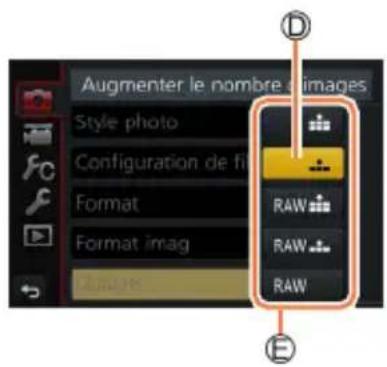 Augmenter le nombre images Style photo Configuration de fi Format Format imag Images RAW RAW RAW