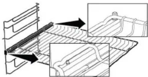 BEKO FBE62011WC - Mise en place appropriée de la grille métallique et du plateau sur les rails télescopiquesModèles à étagères grillagées et rails télescopiques - 1