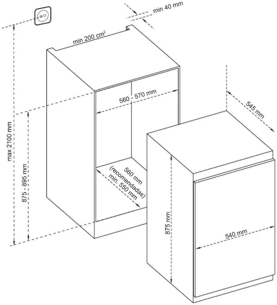 SHARP SJ-LD110E0XS-EU - Dimensiones - 1