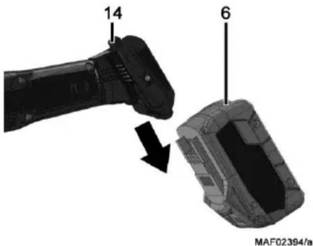 Mafell RF 34-18 - Rimozione della batteria ricaricabile - 1