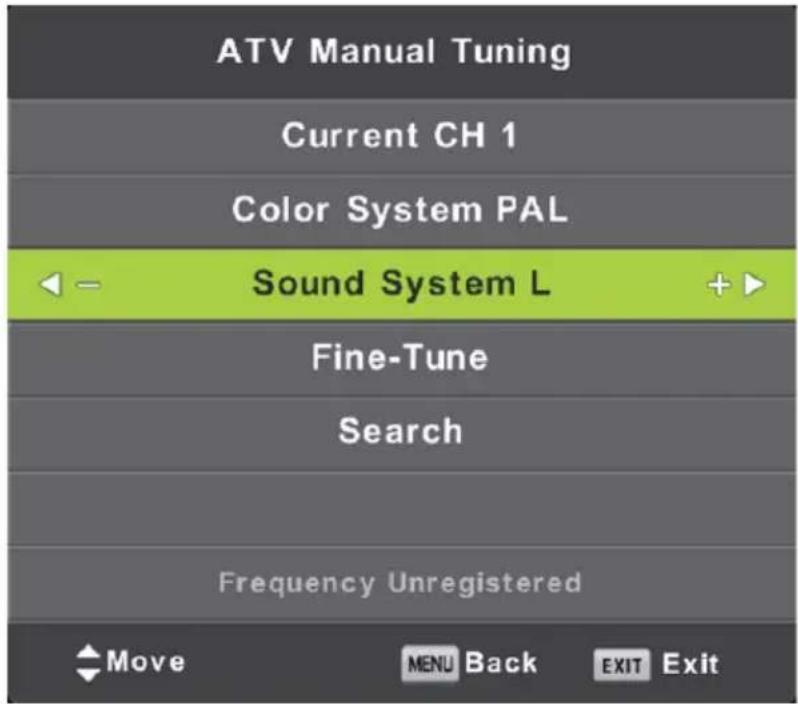 LENCO DVL-1662BK - ATV Manual Tuning (Sintonización manual de ATV) - 1