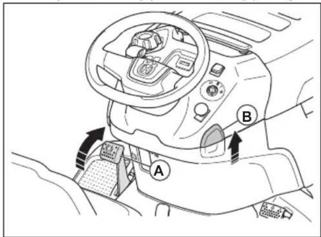 HUSQVARNA TS 217T - Aktivacija in sprostitev parkirne zavore - 1