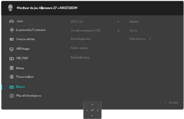 ALIENWARE AW2725DM - Accéder au menu du système - 17