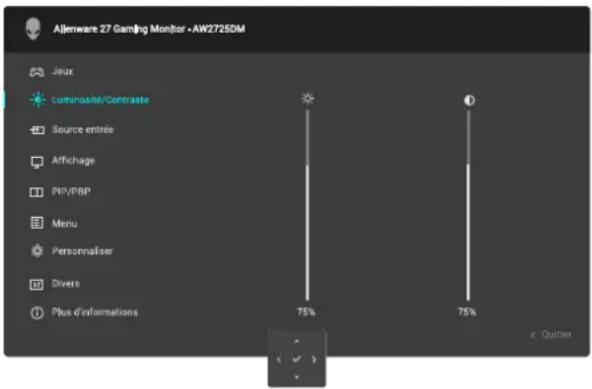 ALIENWARE AW2725DM - Accéder au menu du système - 7