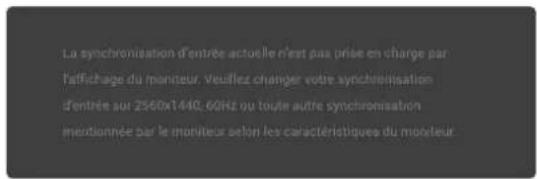 ALIENWARE AW2725DM - Messages d'avertissement de l'OSD - 1