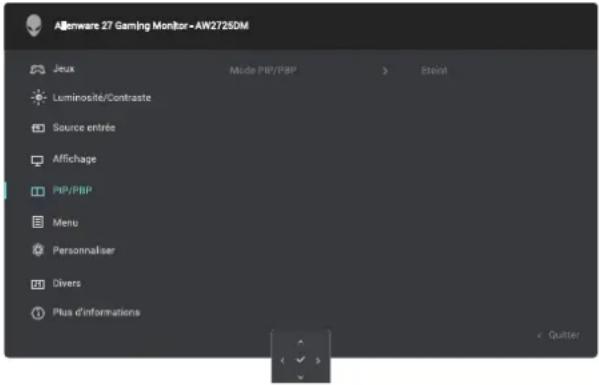 ALIENWARE AW2725DM - Accéder au menu du système - 12