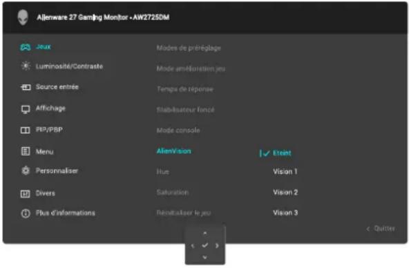 ALIENWARE AW2725DM - Accéder au menu du système - 5