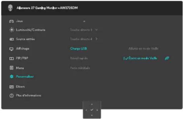 ALIENWARE AW2725DM - Accéder au menu du système - 16