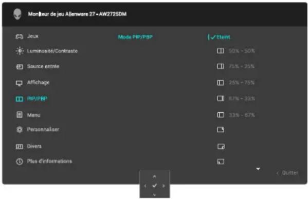 ALIENWARE AW2725DM - Accéder au menu du système - 13