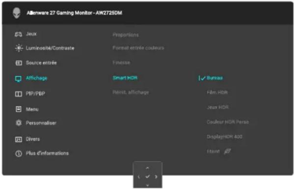 ALIENWARE AW2725DM - Accéder au menu du système - 11