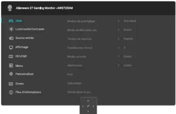 ALIENWARE AW2725DM - Accéder au menu du système - 1