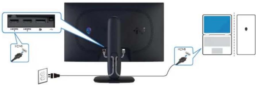ALIENWARE AW2725DM - Branchement du câble HDMI - 1