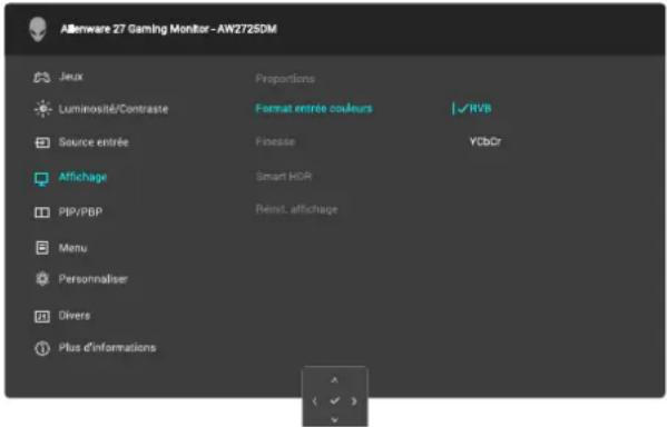 ALIENWARE AW2725DM - Accéder au menu du système - 10