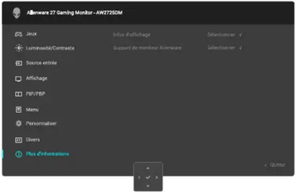 ALIENWARE AW2725DM - Accéder au menu du système - 19