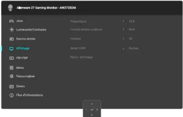 ALIENWARE AW2725DM - Accéder au menu du système - 9