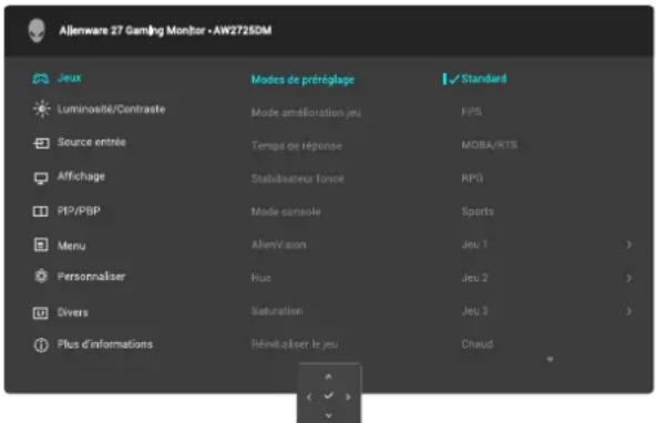 ALIENWARE AW2725DM - Accéder au menu du système - 2